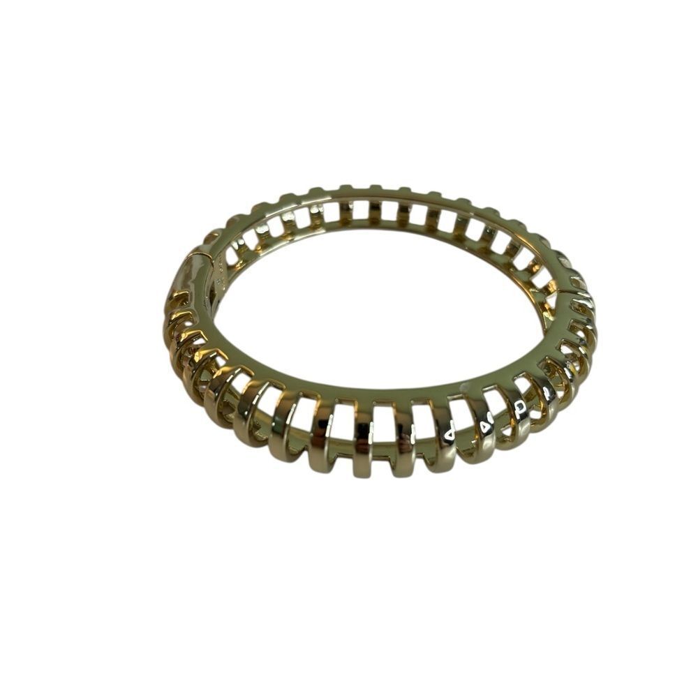 Elegant, Well-Made Gold Tone Cage Bangle.